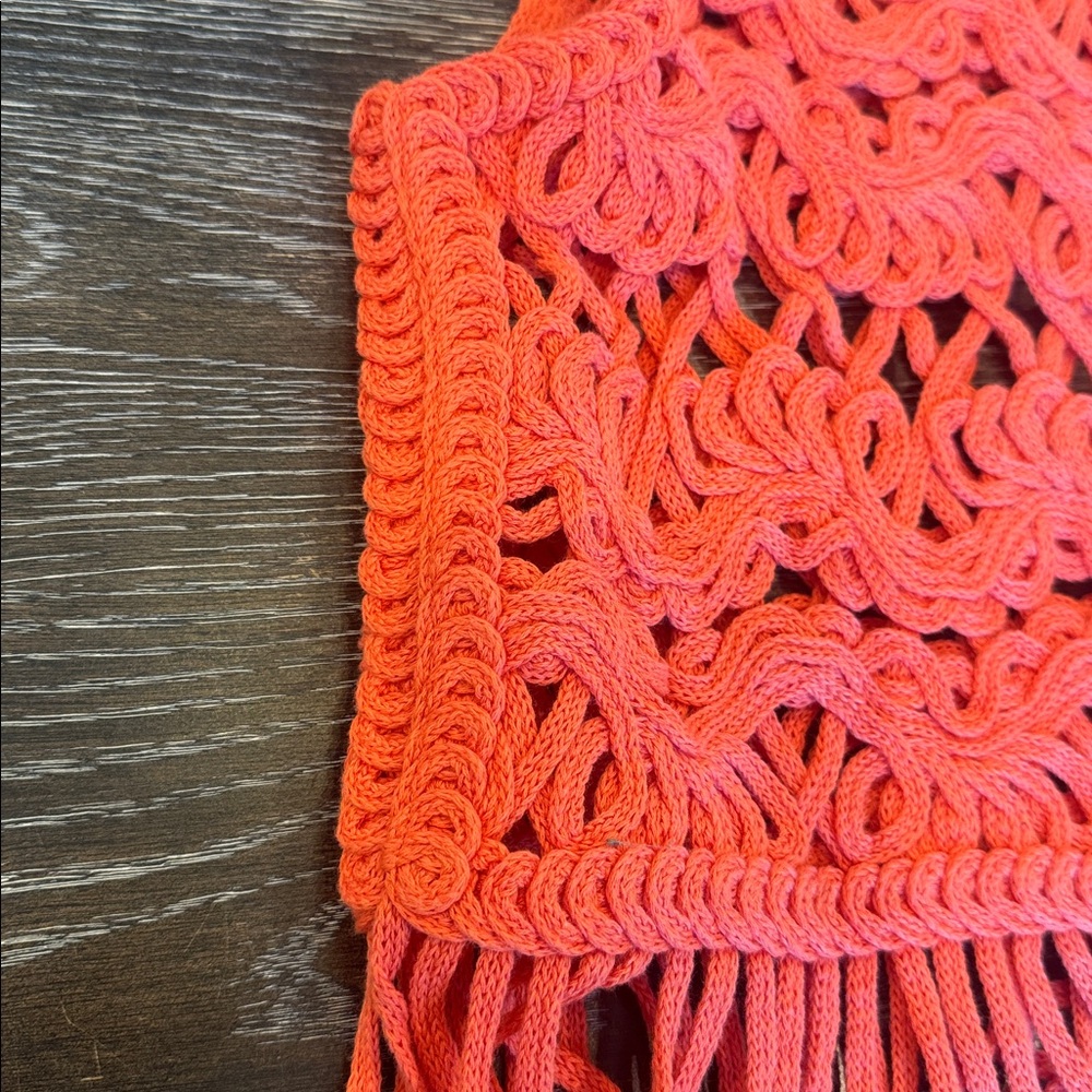 NWT Zara Crocheted Vest Fringe Orange Size M - Picture 5 of 9